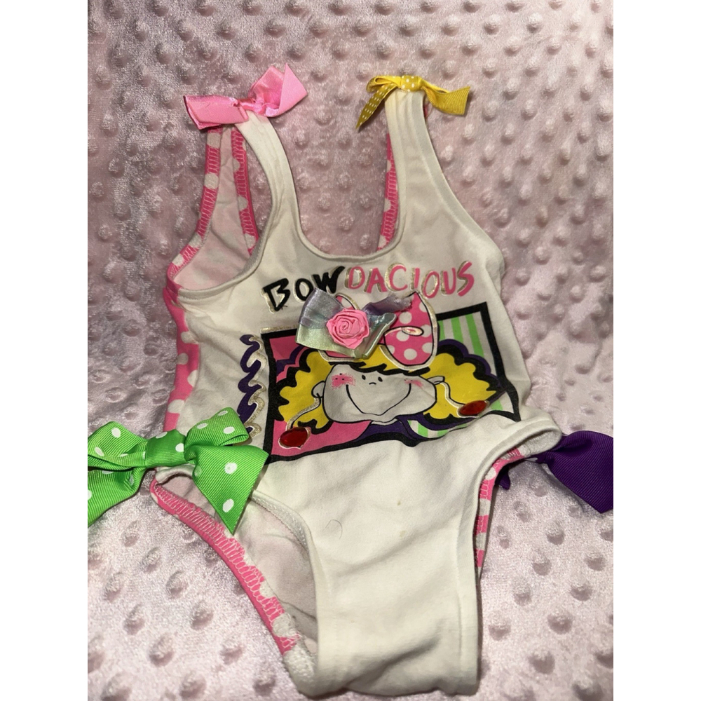 VINTAGE 90s Tickle Me! New York Rugrats Pickles "Bowdacious" One-Piece Swimsuit